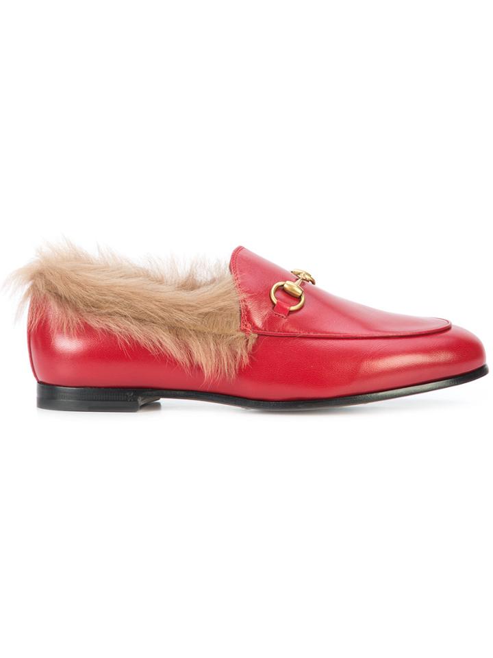 Gucci Jordaan Fur Lined Loafers - Red