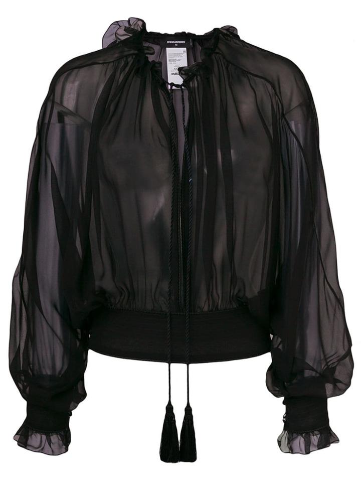 Dsquared2 Sheer Ruffle Detail Blouse - Black