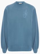 Jw Anderson Oversized Sleeves Placket Sweatshirt - Airforce Blue