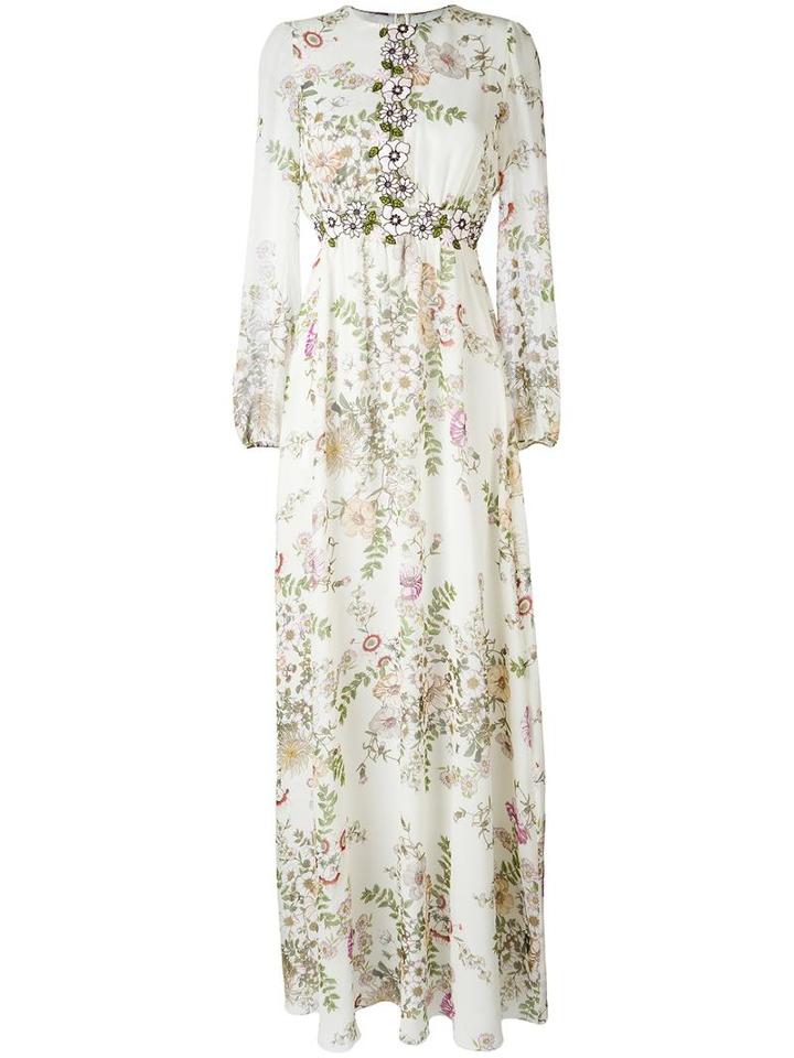 Giambattista Valli Floral Print Gown, Women's, Size: 42, Nude/neutrals, Silk/polyamide