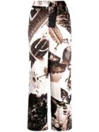 Y's Printed Flared Trousers - Brown