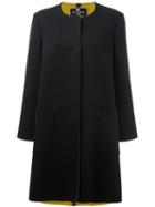 Etro Collarless Midi Coat, Women's, Size: 46, Black, Angora/wool/viscose