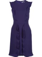 Fendi Sleeveless Frill Trim Dress, Women's, Size: 40, Pink/purple, Silk/wool