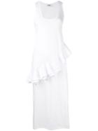 Msgm - Asymmetric Frill Dress - Women - Cotton - M, White, Cotton