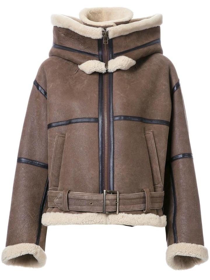 G.v.g.v. 'aviator' Jacket, Women's, Size: 34, Brown, Sheep Skin/shearling