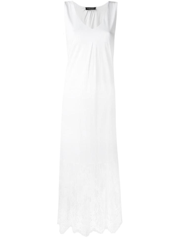 Twin-set Lace Detailing Dress, Women's, Size: Xxs, White, Cotton/viscose/polyamide