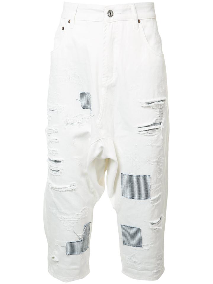 Mostly Heard Rarely Seen Distressed Cropped Jeans - White