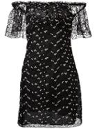 Giamba Off-the-shoulder Mini-dress, Size: 38, Black, Cotton/polyester