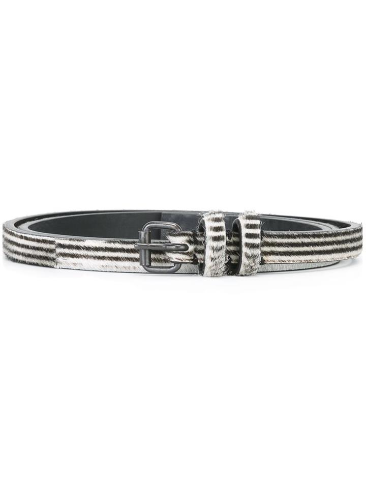 Haider Ackermann Striped Belt, Men's, Size: Medium, Black, Calf Leather/calf Hair