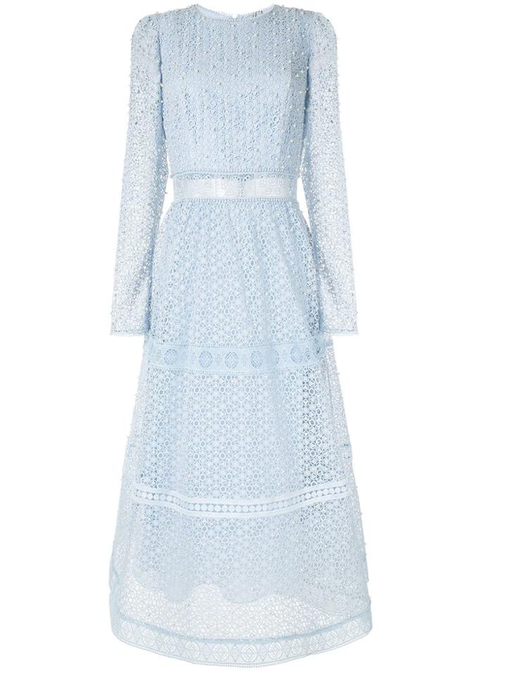 Copurs Embellished Macrame Long Dress - Blue