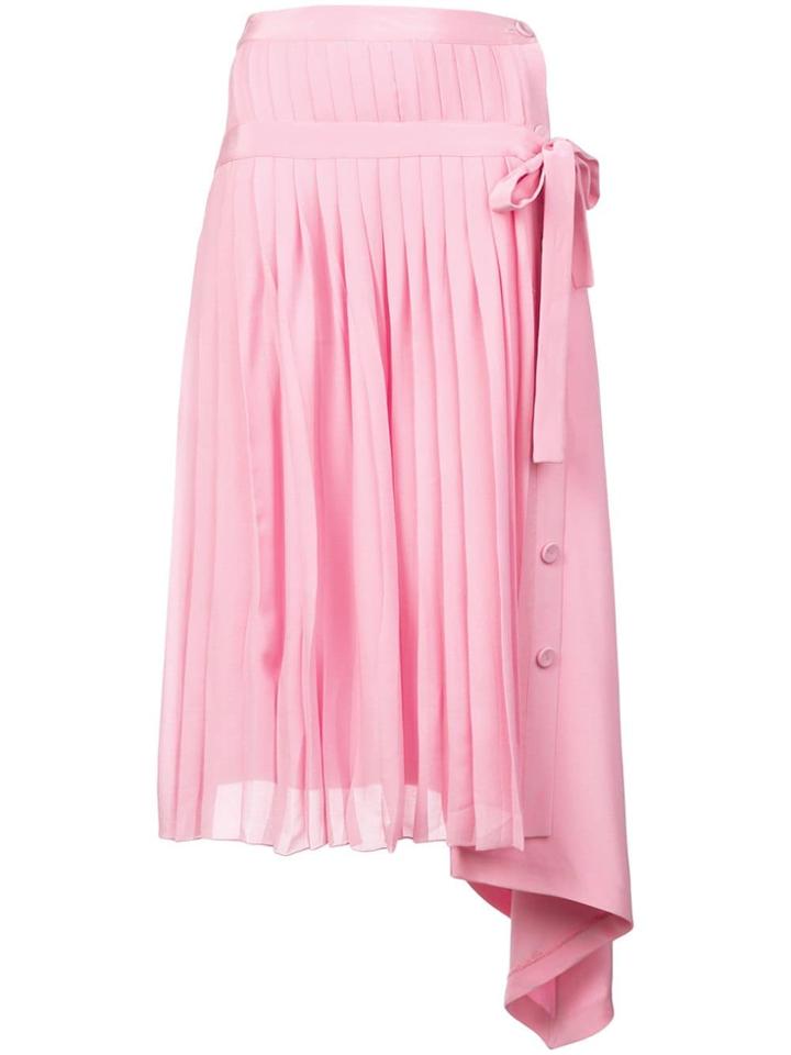 Adam Lippes Pleated Asymmetric Wrap Skirt - Pink & Purple