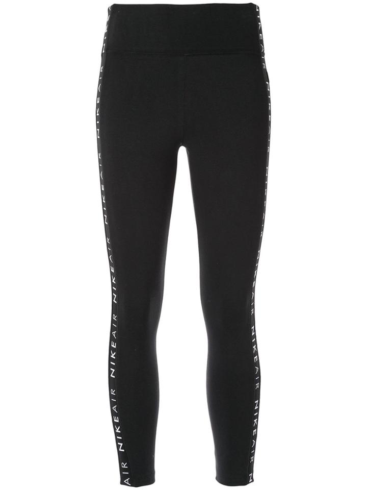 Nike Cropped Logo Stripe Leggings - Black