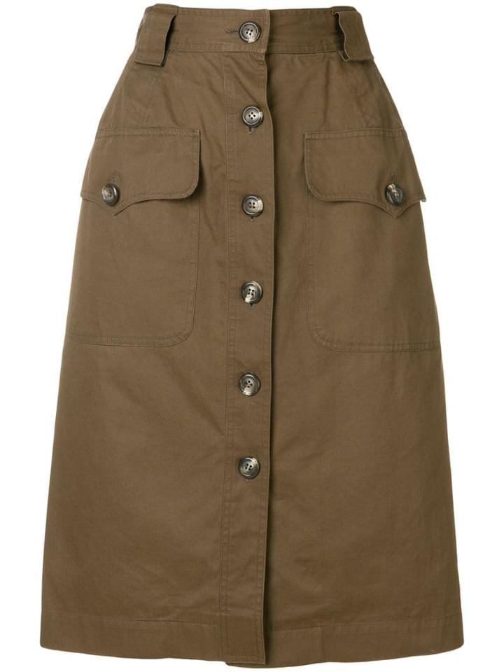 Yves Saint Laurent Pre-owned Straight Buttoned Skirt - Brown