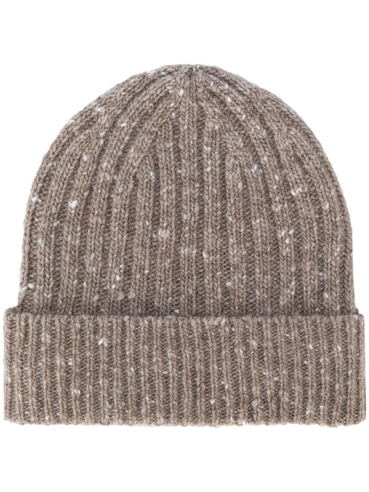 Pringle Of Scotland Ribbed Knit Beanie - Brown