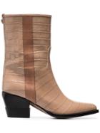 Chloé Brown 60 Snakeskin-effect Boots - Neutrals