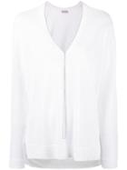 Brunello Cucinelli - V-neck Knitted Top - Women - Linen/flax/polyamide - M, White, Linen/flax/polyamide