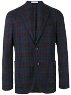 Boglioli Checked Blazer, Men's, Size: 54, Blue, Virgin Wool/cotton/polyamide/cupro