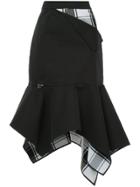 Monse Checkered And Zip Detailed Asymmetric Hem Skirt - Blue