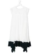 Chloé Kids Contrast Trim Draped Dress - White