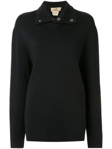 Hermès Pre-owned Wool Stand-up Collar Jumper - Black
