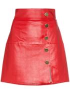 Skiim Lucy Leather Button Down Mini Skirt - Red