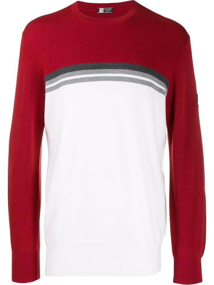 Z Zegna Colour Block Jumper - Red
