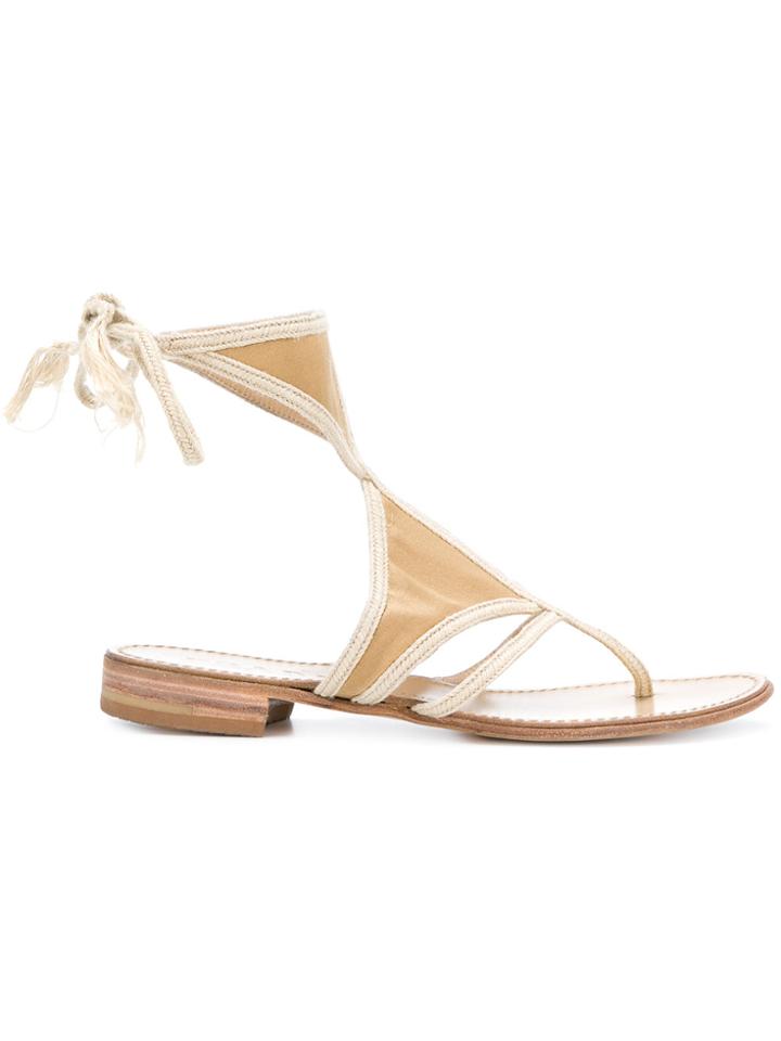 Prada Vintage Cutout Flat Sandals - Nude & Neutrals