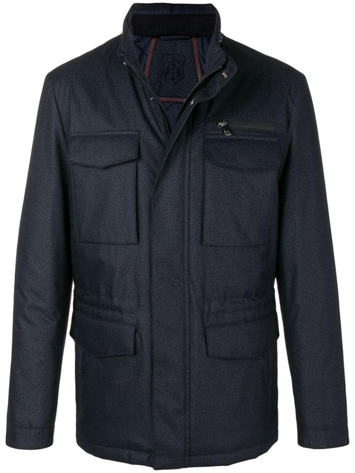 Corneliani Quilted Interior Parka Coat - Blue