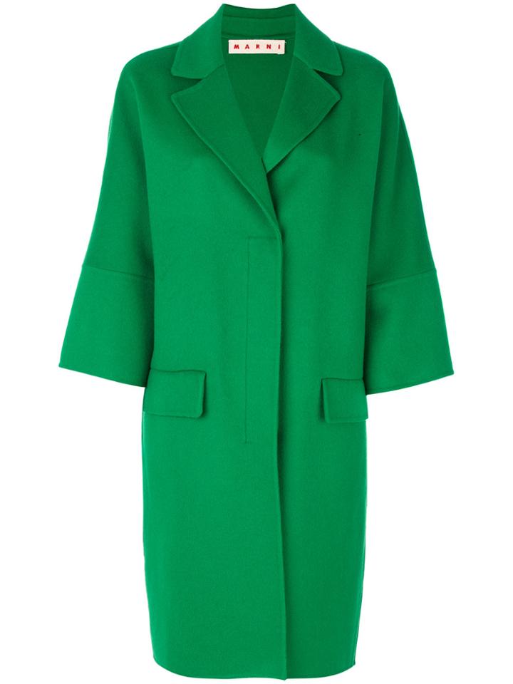 Marni Single Breasted Cocoon Coat - Green