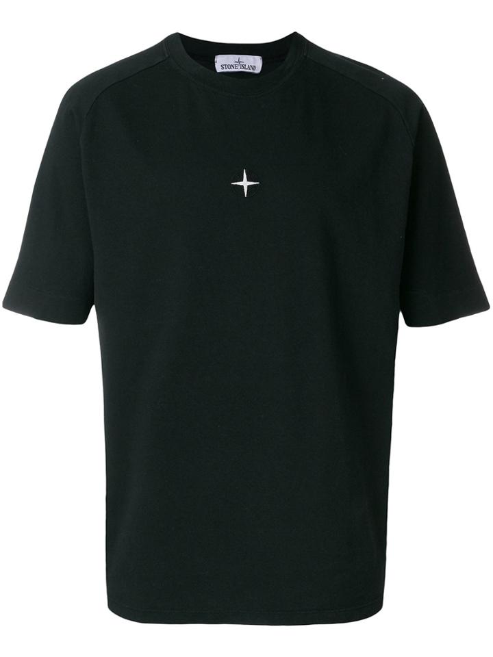Stone Island Logo Embroidered T-shirt - Black