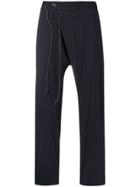 Attachment Dropped Crotch Striped Trousers - Blue