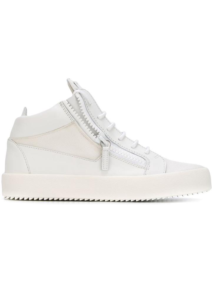 Giuseppe Zanotti Design Kriss Hi-top Sneakers, Men's, Size: 43, White, Leather/cotton/rubber