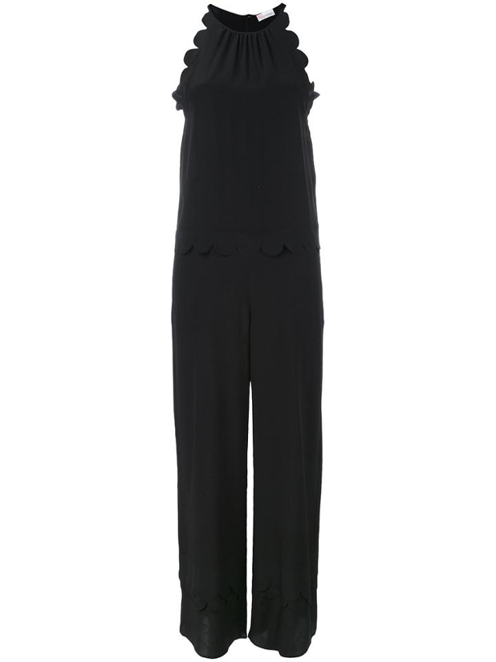 Red Valentino Scalloped Trim Jumpsuit - Black