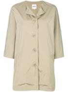Aspesi Collarless Button-fastening Coat - Nude & Neutrals