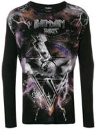 Balmain Space Print Long Sleeve T-shirt - Black