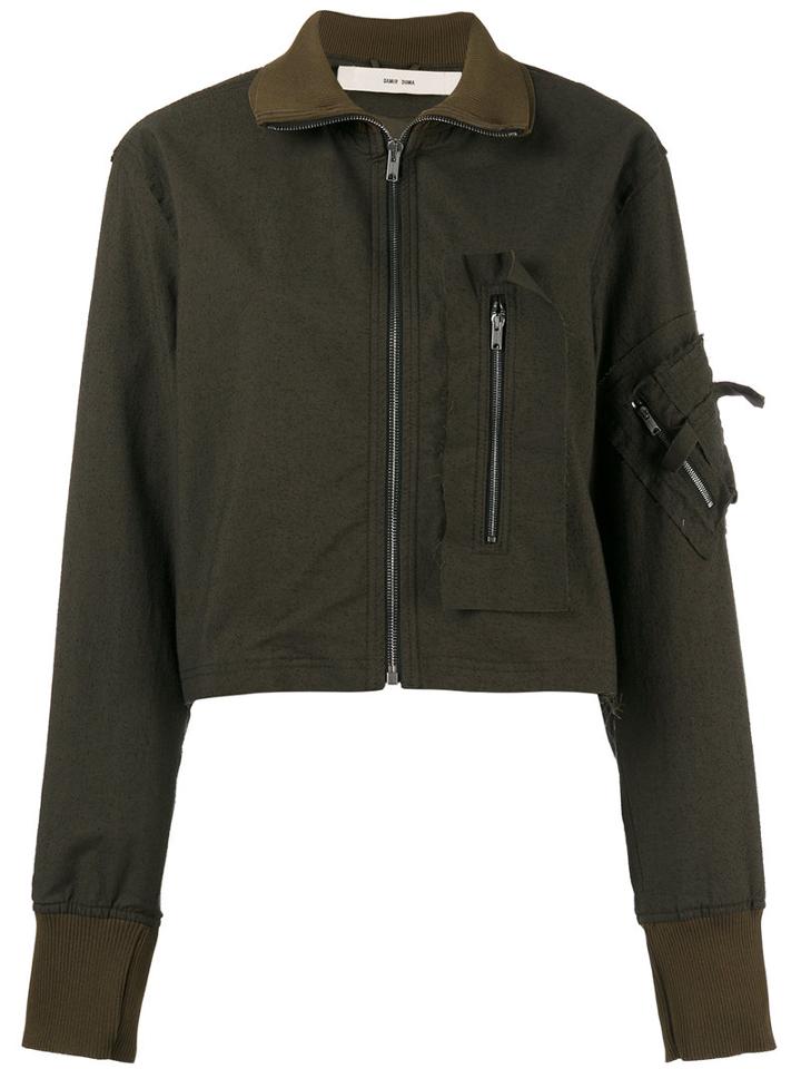 Damir Doma Fitted Bomber Jacket, Women's, Size: Small, Green, Cotton/polyamide/spandex/elastane/cupro