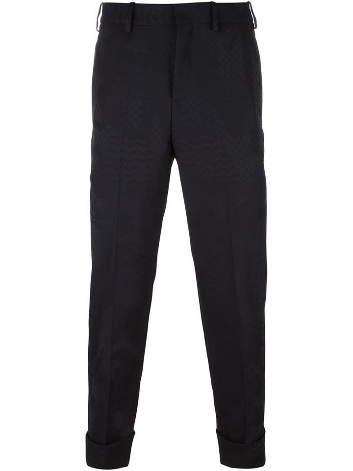 Neil Barrett Patterned Camouflage Trousers, Men's, Size: 48, Blue, Polyester/spandex/elastane/wool