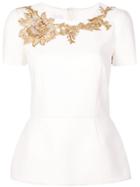 Marchesa Structured Embroidered Blouse - White