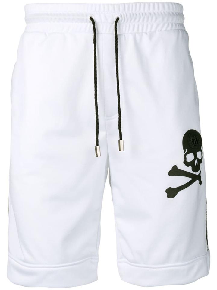 Philipp Plein Skull Print Jogging Shorts - White