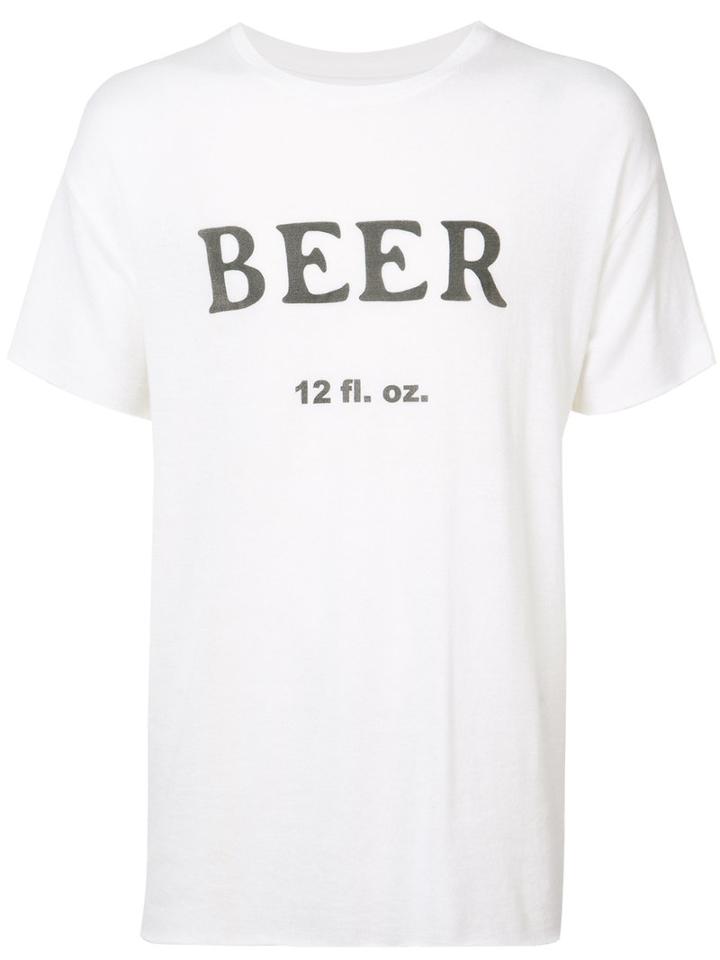 The Elder Statesman - 'beer' Print T-shirt - Unisex - Silk/cashmere - M, White, Silk/cashmere