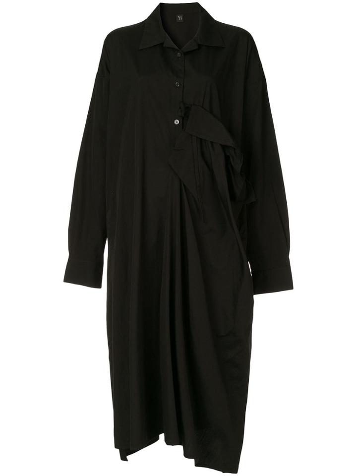 Y's Asymmetric Hem Shirt Dress - Black