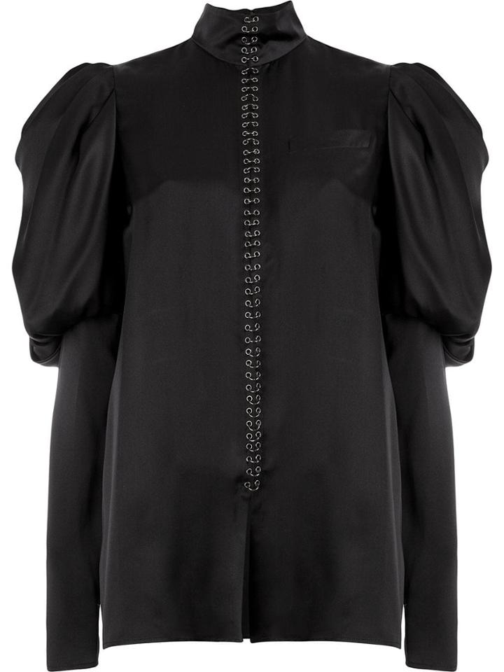 Vera Wang Ruffle Shoulder Blouse - Black