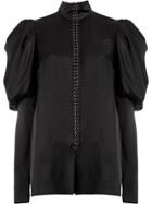 Vera Wang Ruffle Shoulder Blouse - Black