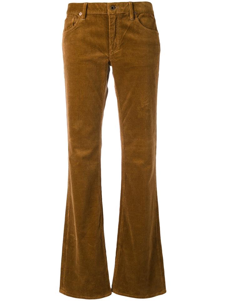 Ralph Lauren - Ribbed Straight Trousers - Women - Cotton/spandex/elastane - 26, Brown, Cotton/spandex/elastane