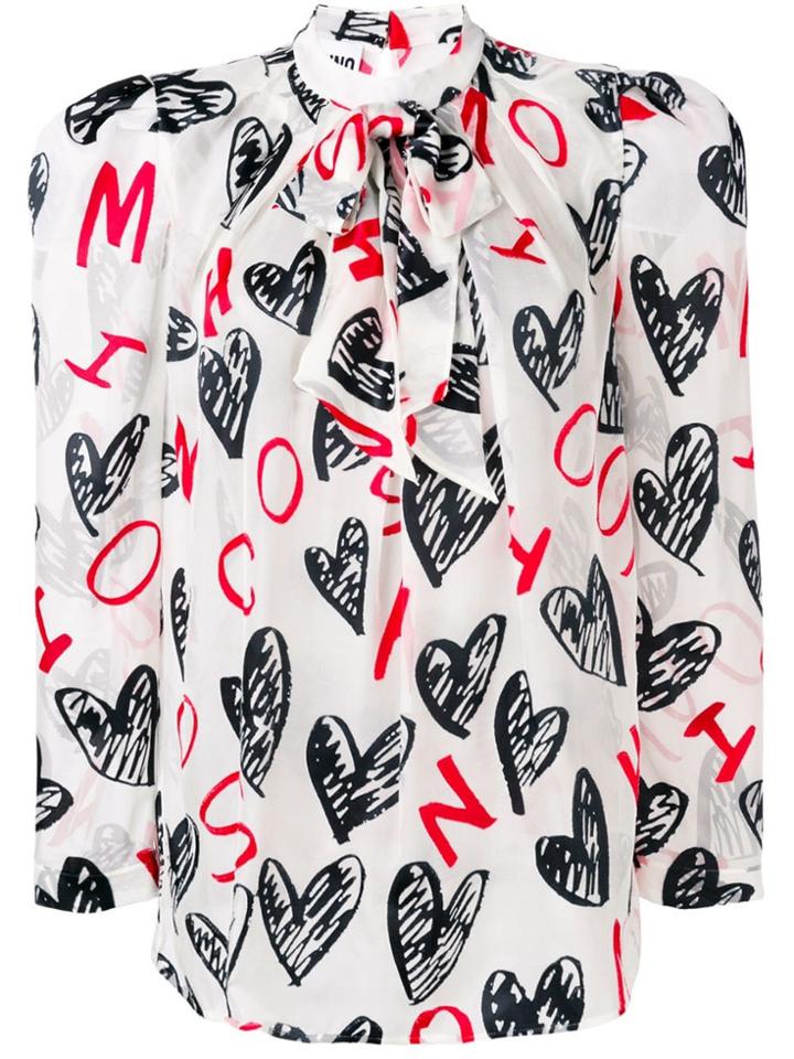 Moschino Printed Bow Front Blouse - Neutrals