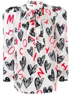 Moschino Printed Bow Front Blouse - Neutrals