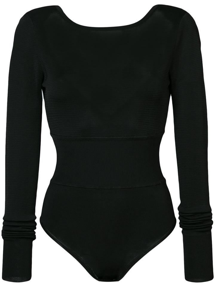 Dvf Diane Von Furstenberg Long-sleeve Knit Bodysuit - Black