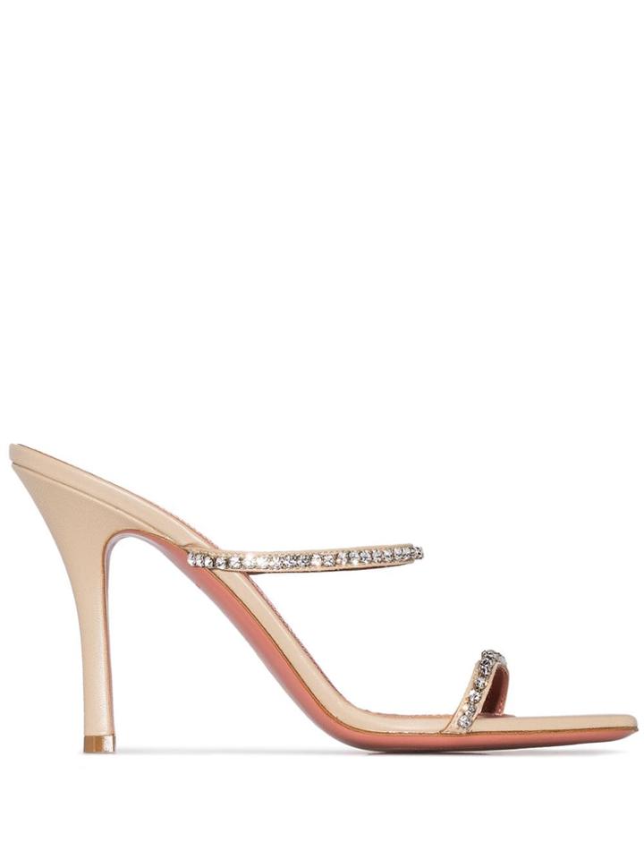 Amina Muaddi Gilda 95mm Crystal-embellished Sandals - Neutrals