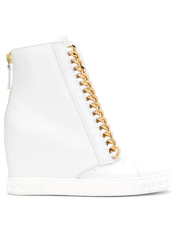 Casadei Chain Trim Hi-top Sneakers - White