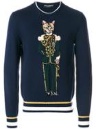 Dolce & Gabbana Cat Solider Embroidered Sweatshirt - Blue